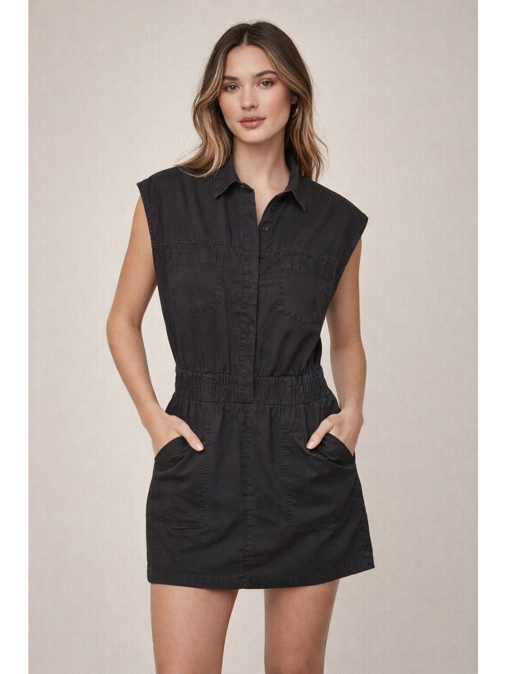 Pistola Rosie Mini Shirt Dress – Fade to Black | Size Small